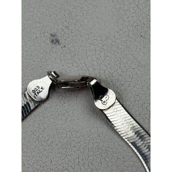 IBB Sterling Silver Bracelet Flat Snake Chain 8" Italy 1/4" Width - Picture 7 of 7